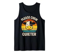 Chew Quieter Cow Funny Comer Comer Comida Diciendo Humor Masticar Camiseta sin Mangas