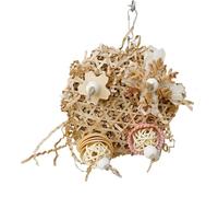 Chewable Bird Toys - Natural Wovened Bird Toys Cage Ornaments, Bird Toys for Parrot, Decorative Multifunctional Parrot Toys Relaxing Supplies with Metal Hook for Parakeet Hamster