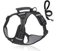 Chewie Cozy Harness, Chewie no Pull Dog Harness, 100% Breathable&Comfortable, Reflective at Night, Anti-Breakaway, with Leash Set for Small Medium Large Dogs (Black,XL)