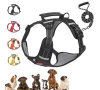 Chewie Cozy Harness, Chewie no Pull Dog Harness with Leash Set, Adjustable Reflective Comfort Pet Vest for Small, Medium and Large Dogs (Black,x-Small)