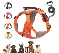 Chewie Cozy Harness, Chewie no Pull Dog Harness with Leash Set, Adjustable Reflective Comfort Pet Vest for Small, Medium and Large Dogs (Orange,Large)