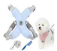 Chewie Cozy Harness, Chewie Soft Breathable Dogs Harness, Adjustable Reflective Comfort with Traction Rope, Anti-Breakaway (Blue,M (13.2-22.4LB))