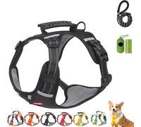 Chewie Cozy Harness, Getchewie Dog Harness - Breathable Comfortable, Anti-Breakaway, Adjustable, Reflective at Night, 2m Reflective Rope, for Small Medium Large Dogs (Black,XL)