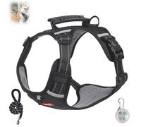 Chewie Cozy Harness, Getchewie Dog Harness, Reflective Adjustable Comfortable Pet Chest, with Leash & LED Lights for Small Medium Large Dogs (Black,L)