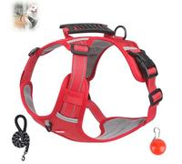 Chewie Cozy Harness, Getchewie Dog Harness, Reflective Adjustable Comfortable Pet Chest, with Leash & LED Lights for Small Medium Large Dogs (Red,L)