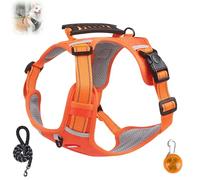 Chewie Cozy Harness, Getchewie Dog Harness, Reflective Adjustable Comfortable Pet Chest, with Leash & LED Lights for Small Medium Large Dogs (Orange,L)