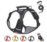 Chewie Cozy Harness, Reflective Adjustable Comfortable Pet Chest, XS/S/M/L/XL-Chewie No Pull Dog Harness with Leash Set For Small Medium Large Dogs (Black,M)