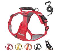 Chewie Cozy Harness, Reflective Adjustable Comfortable Pet Chest, XS/S/M/L/XL-Chewie No Pull Dog Harness with Leash Set For Small Medium Large Dogs (Red,M)