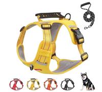Chewie Cozy Harness, Reflective Adjustable Comfortable Pet Chest, XS/S/M/L/XL-Chewie No Pull Dog Harness with Leash Set For Small Medium Large Dogs (Yellow,S)