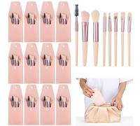 Chewtoyo 12 juegos de brochas de maquillaje de viaje, bolsa de maquillaje de 8 brochas, cepillo de fibra sintética para rubor de sombra, regalo para dama de honor, fiestas, bodas, juego portátil