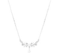Chewtoyo Collar de plata de ley S999 con forma de oreja de trigo, cadena ajustable de plata de ley de 45,7 a 50,8 cm, delicado colgante de gota de agua, sin plomo ni níquel, caja de regalo incluida