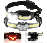 Chewtoyo Faro delantero, linterna roja de 5 modos con haz de luz recargable de 270° 600 lúmenes, linterna frontal frontal, 2 luces traseras LED impermeables para camping, pesca nocturna, reparación