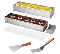 Chewtoyo Juego de 2 moldes para tiramisú con tapas transparentes, pala en ángulo y pala de 3 lados, molde rectangular desmontable de acero inoxidable 304, recipiente de tiramisú para mousse, hornear