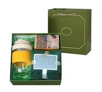 Chewtoyo Juego de regalo para enfermeras con vaso de doble bebida, toalla y jabón artístico en caja de regalo amarilla