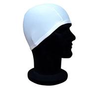 CHEX Gorro de natación elástico sintético de nailon y elastano, suave y fácil de poner, acabado mate, colores lisos, a partir de 3 años, talla única para adultos (blanco)