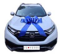 Chexin Lazo grande azul gigante para coche cumpleaños, Happy Birthday, lazo de regalo grande XXL 76 cm/30 pulgadas, lazo azul gigante, malla grande, arco de coche para bicicleta y lazo con cintas de