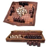 CHEYLIZI Juego de ajedrez medieval, juego de ajedrez vikingo, piezas de ajedrez vikingo, juego de ajedrez vikingo Hnefatafl para adultos/niños, tablero de ajedrez, 8.6 x 8.6 pulgadas, marrón