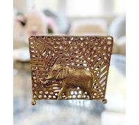Chez Juju Servilletero de mesa de elefante de bronce, dispensador vertical de papel de seda independiente de metal, soporte para cartas, decoración de mesa para el hogar, cocina, restaurante, hotel, fiesta, comedor