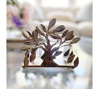 Chez Juju Servilletero de metal con diseño de árbol de la vida de bronce | Dispensador de servilletas de papel de seda desechable vertical independiente | Soporte organizador de servilletas de mesa | Cocina en casa restaurante