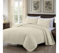 Chezmoi Collection Austin - Juego de Colcha de 3 Piezas Extra Grande (tamaño King, Color Marfil)