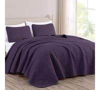 Chezmoi Collection Austin - Juego de Colcha de 3 Piezas Extra Grande (tamaño King, Color Morado)