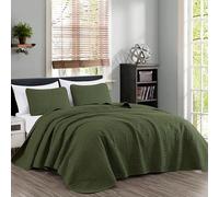 Chezmoi Collection Austin - Juego de Colcha de 3 Piezas Extra Grande (tamaño Queen, Color Verde ciprés)