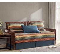 Chezmoi Collection Avery - Juego de edredón de 5 Piezas, 100% algodón Lavado, diseño de Rayas, Multicolor