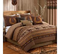 Chezmoi Collection Sedona - Juego de edredón de microgamuza, 7 Piezas, diseño de Caballos Salvajes, tamaño matrimonial