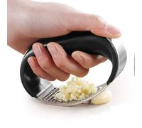 CHFEZOCO Prensa ajos, Triturador de ajos, Machacador de ajos, Aplastador de ajos, Prensador de ajos, picadora de ajo, Picador de ajos, utensilio de Cocina, Acero Inoxidable y mango plástico, 11.5 cm