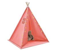 CHFUNE Tipi Tienda de campaña para niños, con manta acolchada y cadena de luces, tienda de juegos para niñas o niños de 1 a 12 años, 1-3 niños, color rosa, casa de juegos