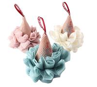 CHFYIJYHM Cepillo en seco suave de malla de ducha, esponja espumosa, exfoliante, cepillo de espalda, limpiador de piel, bola de burbujas, accesorios de baño (Bianco)