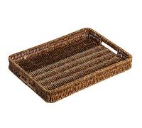 CHFYIJYHM Coffee Table Tray Plastic Serving Tray Rectangular Vanity Tray Household Breakfast Tray Decorative Tray for Living Room(Brown,40 * 30 * 4.5cm)