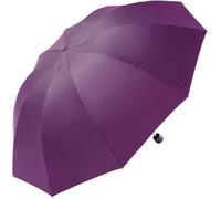 CHGAUOPN Paraguas de viaje resistente al viento, compacto de 10 varillas for lluvia y sol, protector solar con pegamento negro de 44 pulgadas, plegable, resistente y portátil(Purple)