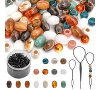 CHGCRAFT 112 cuentas africanas para el cabello para trenzas, kits de herramientas de peinado jumbo que incluyen cuentas acrílicas de plástico, horquillas para hacer moños y 500 bandas elásticas de