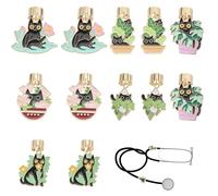 CHGCRAFT 12 dijes de estetoscopio de gato de 6 estilos para enfermera, de aleación, bonitos dijes de estetoscopio, accesorios para enfermera, asistente médico, aleación
