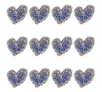 CHGCRAFT 12 parches bordados en forma de corazón para planchar, mini coser, color azul, brillantes brillantes, apliques bordados para manualidades, accesorios de costura, reparación de tela