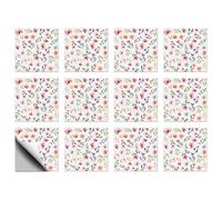 CHGCRAFT 12 pegatinas para azulejos de flores rosas, exfoliación y palo, pegatinas para azulejos de pared, sin costuras, textura impermeable, autoadhesivas, para cocina, baño, decoración de pared, 8 x