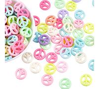 CHGCRAFT 120 Piezas Cuentas de Signo de la Paz Color Caramelo Símbolo de la Paz Espaciadores Acrílicos Opacos Cuentas para DIY Collar de Arcoíris Colorido Pulsera, 0.63 Pulgada de Diámetro
