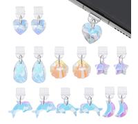 CHGCRAFT 14 piezas de 7 estilos de tapones antipolvo de cristal a prueba de polvo tipo C, tapones antipolvo para puerto de carga, cubierta protectora para la mayoría de auriculares de teléfono tipo C