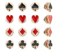 CHGCRAFT 16 piezas de 4 estilos de cartas de póquer, pines de aleación esmaltada, incluyendo Ace of Spades Clubs Diamonds King of Hearts para mochila, ropa, decoración, fiesta, colores mixtos