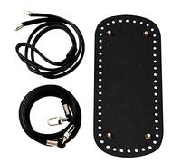 CHGCRAFT 2 correas para bolsas 1 bolsa de piel sintética kit de punto negro bolsas de ganchillo correas con base de bolsa con agujeros para bricolaje bolso de hombro bolsas cruzadas para bolsos