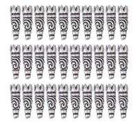 CHGCRAFT 30 unids Bolo Tie Tips Estilo tibetano Aleación de reemplazo Tapones finales de cable de metal Tapones finales DIY Bolo Tie Making Kit para hacer joyas, plata antigua, 1x0.3 pulgadas, Plata