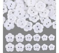 CHGCRAFT 300 botones de 3 estilos en forma de flor, 2 agujeros, botones decorativos de resina para costura, manualidades, color blanco, 11 mm/12 mm/15 mm