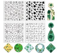 CHGCRAFT 4 hojas de textura de arcilla polimérica del día de San Patricio, trébol de la suerte, sello de textura de arcilla de silicona con gráficos de San Patricio, hojas de textura para aretes,