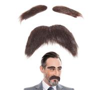 CHGCRAFT 4 juegos de barba falsa autoadhesiva, para cejas y barbas para cosplay, suministros de disfraces, festivales, fiestas, marrón, Taille unique