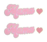 CHGCRAFT 4 parches termoadhesivos de felpilla para el Día de la Madre, 2 estilos, para manualidades, accesorios de ropa, rosa, palabra y corazón