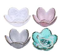 CHGCRAFT 4 piezas 4 anillos de flores de color y joyas de vidrio pequeños estantes de joyería para el collar pulsera pendientes, soporte redondo baño flores tocado decoración