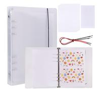 CHGCRAFT 40 hojas de papel de liberación en blanco, repuestos de papel para coleccionar calcomanías, juegos de cubierta reutilizable con 2 cuerdas para 6 anillos, organizador de pegatinas, carpeta