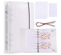 CHGCRAFT 40 hojas de papel de liberación en blanco, repuestos de papel para coleccionar calcomanías, juegos de cubierta reutilizable con 2 cuerdas para 6 anillos, organizador de pegatinas, carpeta