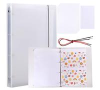 CHGCRAFT 40 hojas de papel de liberación en blanco, repuestos de papel para coleccionar calcomanías, juegos de cubierta reutilizable con 2 cuerdas para 6 anillos, organizador de pegatinas, carpeta